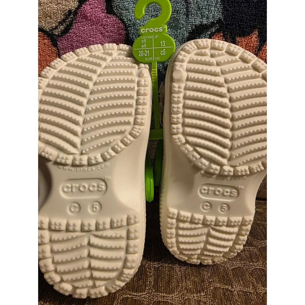 Crocs‎ Classic Glow Alien Clog T Toddler Size C5 White Lime Green 208653-90H NEW